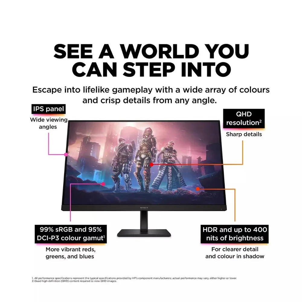 HP OMEN 32q31.5in QHD (2560 X 1440) 165hz, 1ms Response, AMD FreeSync™ Premium, Gaming Monitor(780k0aa Abu Hp Omen 32q Gaming Monitor 31 5in Qhd 2560 X 1440 165hz 1ms Response Amd Freesync™ Premium Adjustable Stand Pc Console Compatible) 3 HP OMEN 32q31.5in QHD (2560 X 1440) 165hz, 1ms Response, AMD FreeSync™ Premium, Gaming Monitor(780k0aa Abu Hp Omen 32q Gaming Monitor 31 5in Qhd 2560 X 1440 165hz 1ms Response Amd Freesync™ Premium Adjustable Stand Pc Console Compatible) - Image 3