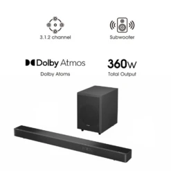 Hisense AX3120G 3.1.2 Channel 360W Dolby Atmos Soundbar With Wireless Subwoofer(Ax3120g 6942147495063) -Digiland Shop Hisense AX3120G 3.1.2 Channel 360W Dolby Atmos Soundbar with Wireless Subwoofer Hisense 92074562